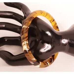 Tubular Bangle Bracelet Brown Black Tortoise Shell Style Lucite